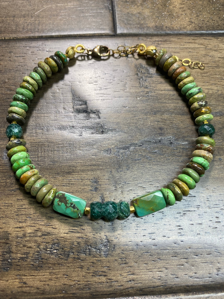 Natural Turquoise & Emerald Anklet