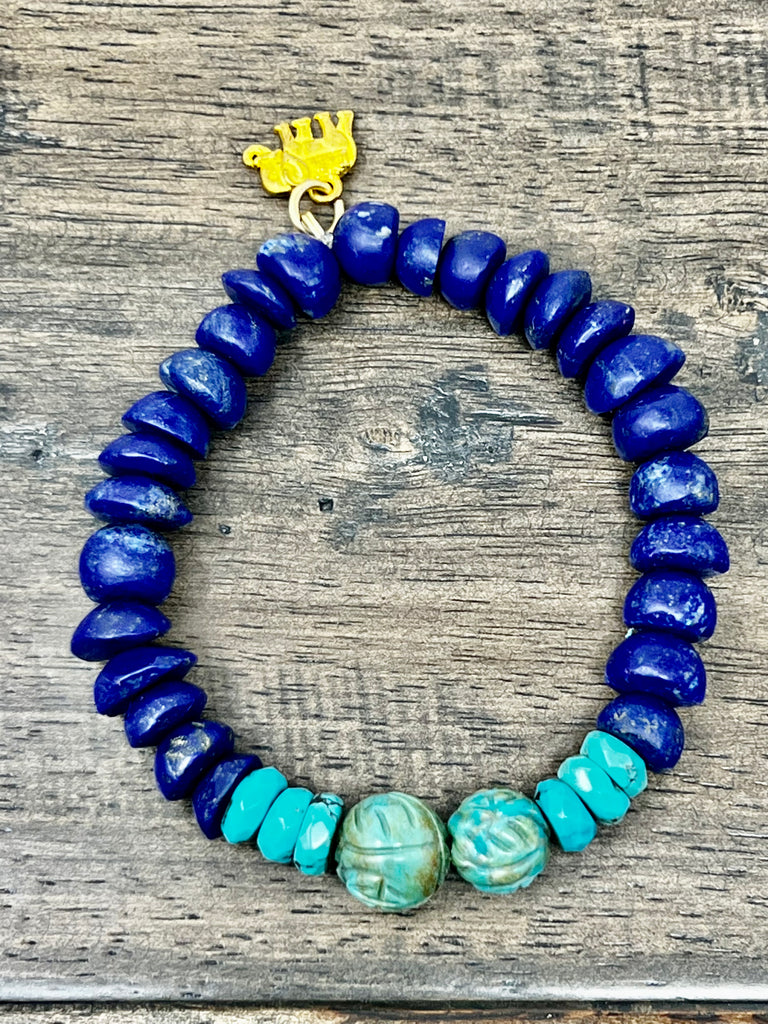 Natural Lapis Lazuli & Turquoise Stackable Chakra Bracelet