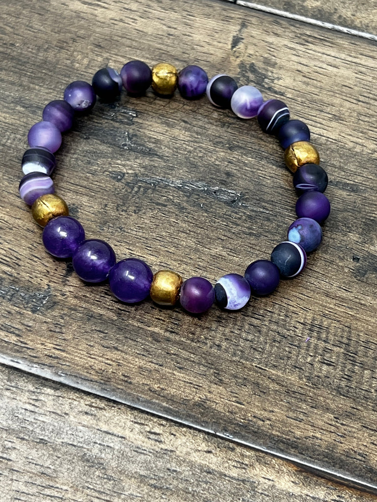 Fire Agate (Purple) Stackable Chakra Bracelet