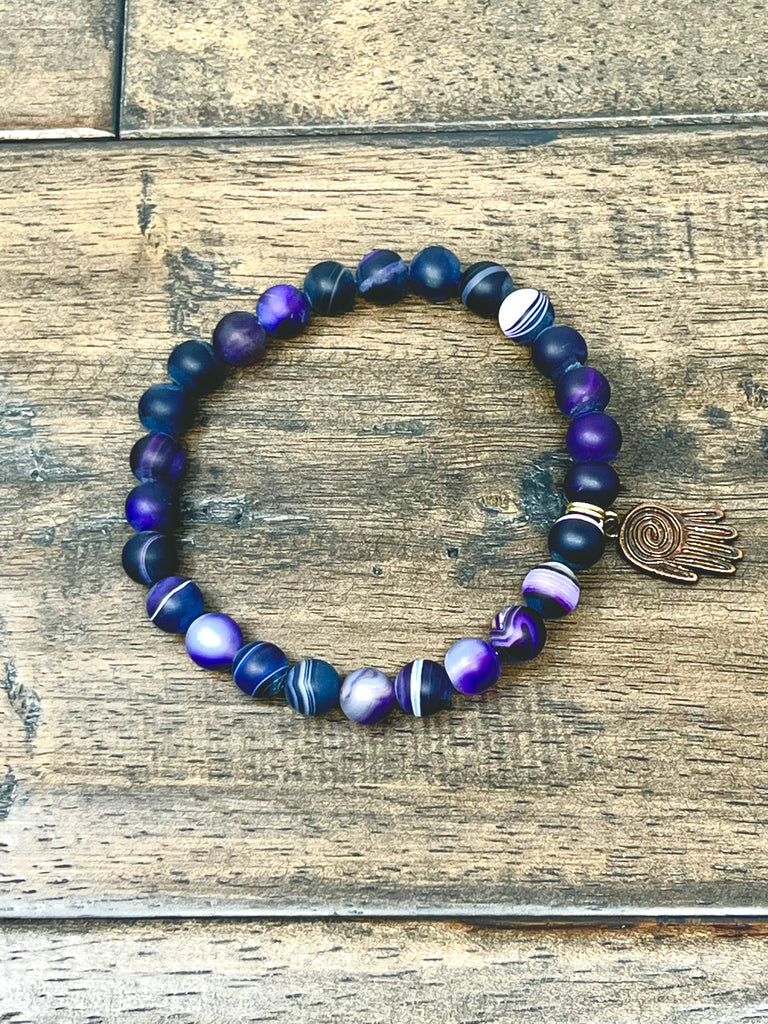 Fire Lace Agate (Purple) - Stackable Chakra Bracelet